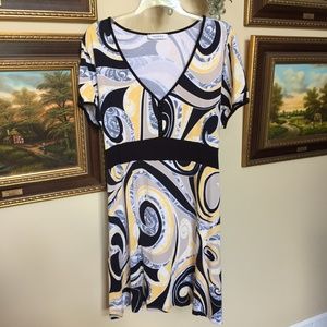 YESSICA Black Yellow Gray Back Tie Dress